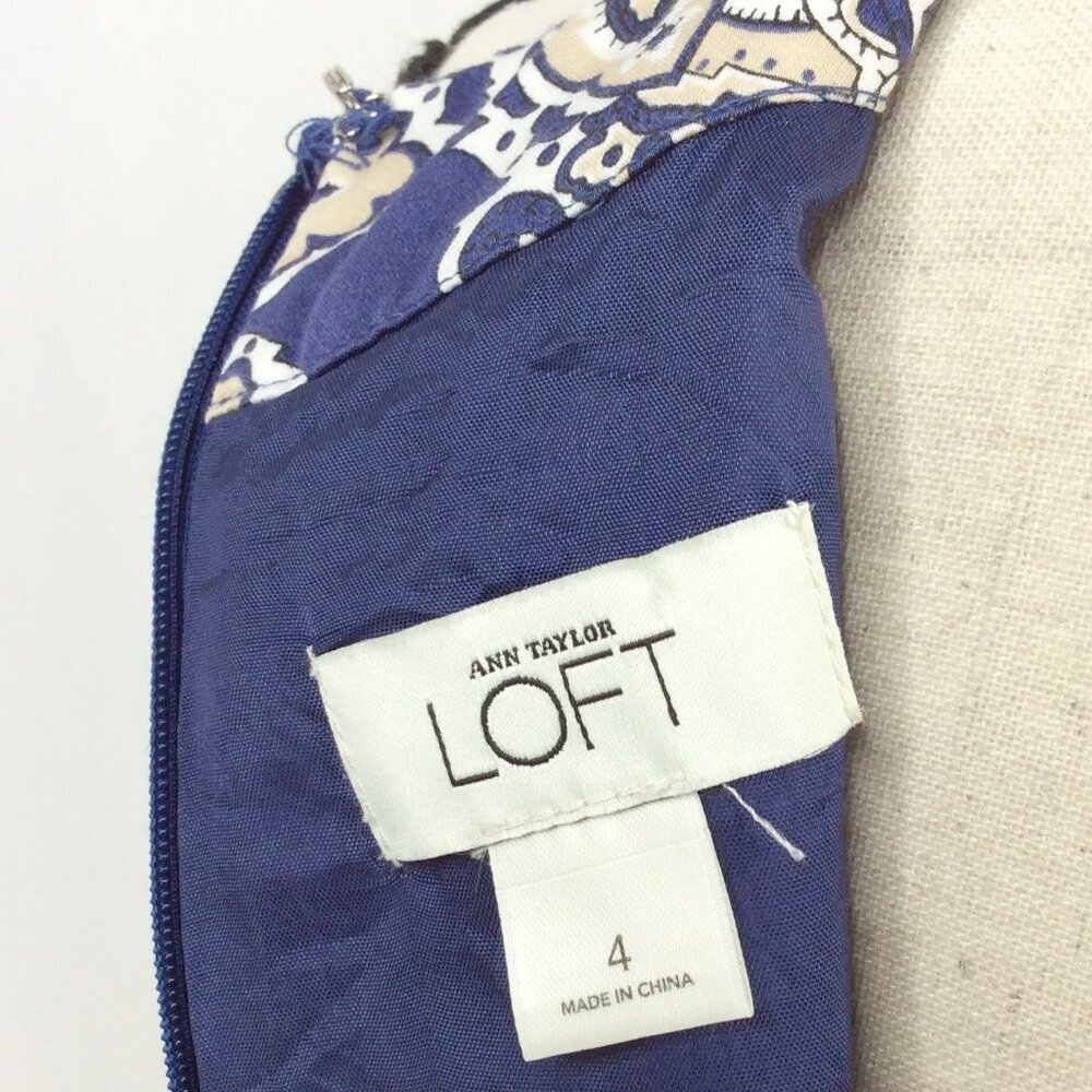 Ann Taylor LOFT Dress Womens Various Blue Paisley Sleeveless Tank Sheath - Picture 10 of 11